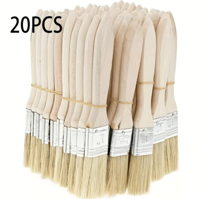 Bristle Paint Brush, Multi-Purpose Brush, Specification: 1 Inch, Flat Brush Set, Reusable Synthetic Bristle Paint Brush With Gourd Handle, Can Be Used For Painting, Staining, Varnishing, Gluing And DIY Home Repair Tools.,Back To School,School Supplies