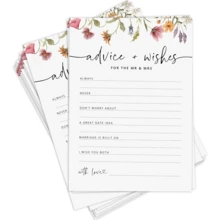 100 piezas/50 piezas Consejos y deseos para el Sr. y la Sra., tarjetas de consejos de boda con flores, juegos de despedida de soltera con flores silvestres para la novia - Multicolor - Ver 1