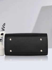 2 件/1 件女士纯色手提包和钱包套装，带 PU 皮革和毛球饰物，拉链开合，母亲节/情人节礼物，优雅女士手提包、单肩包、斜挎包、大容量手提包 - 彩色 - 查看 4