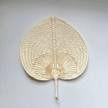 1 件 7.8/11.8 英寸手工编织藤条心形风扇，桃形装饰，轻薄，适用于室内外降温 - 杏色 - 查看 7
