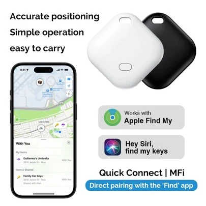 Apple AirTag Locator (IOS Only), Pet Anti-Lost Alarm, Smart Bluetooth GPS Tracker, Car Locator Finder - Global GPS Positioning, Important Person & Item Anti-Lost Alarm, Car, Bag, Key, Wallet, Pet Locator Tracking Device, Remote Precise Finding, Proximity Sound Alarm, Uses CR2032 Coin Battery (Replaceable)