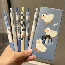 6支装超可爱Go Duck中性笔，ST笔尖，哑光黑碳素墨水 | 时尚心形设计，符合人体工程学的握把，非常适合问答、学习、考试 | 情人节、返校、办公室使用的理想之选 - 彩色 - 查看 7