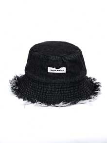 1pc Women Letter Logo Distressed Casual Sun Hat, Suitable For Travel And Outdoor Shopping