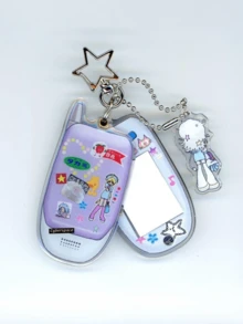 Mini Mobile Phone Photo Frame Keychain - Cute Cartoon Y2k Little Smart Acrylic Pendant For Backpack, Accessories (Photo Not Included) - Multicolor - View 9