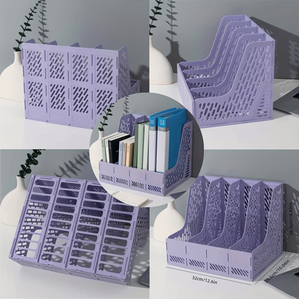 zhiquanqihan 1 Multi-Layer 4-Column Document Organizer: Desk File Sorter With PP Material - Office Supplies, Bookshelf, And Student Storage Solutions - For Office Workers, Students & Home Users - Ideal For Organizing Documents, Files & Books,Back To School,School Supplies