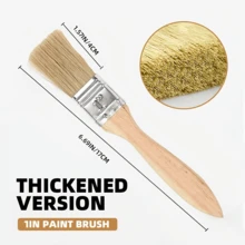 猪鬃油漆刷，多用途刷子，规格：1 英寸，扁平刷套装，可重复使用的合成猪鬃油漆刷，带葫芦柄，可用于绘画、染色、上光、粘合和 DIY 家庭修理工具。, 返校, 学校用品 - 均碼 - 查看 3