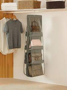 1pc, 8/6 Pockets Hanging Purse Handbag Organizer Clear Hanging Shelf Bag Collection Storage Holder Purse Bag Wardrobe Closet Space Saving Organizers Bedroom,Purse Organizer, Purse Organizer For Closet, Purse Storage, Durability Material, Handbag Organizer, Holds Bigger Bags