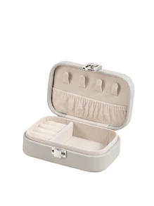 1pc Sewn Detail Jewelry Storage Box, Simple & Sturdy Portable Jewelry Box, Necklace, Ring, Jewelry Organizer Box, Jewelry Box, Watches, Perfect Gift For Valentine's Day, Mother's Day