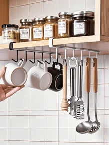 1 pièce crochet en fer, 6 crochets/12 crochets, tasses, tasses à café, porte-tasses, ustensiles de cuisine, chapeaux, écharpes Racks de rangement, convient pour une utilisation sous les bars de cuisine, les bars à café, les armoires et les meubles, idées de pendaison, cadeaux parfaits, crochets décoratifs