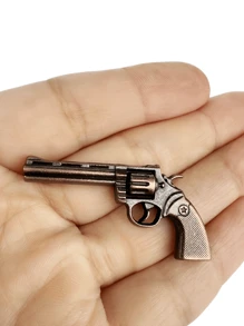 Modelo en miniatura de metal de casa de muñecas, accesorios en miniatura, juguetes de revólver negro y bronce, propiedades para juegos de guerra en miniatura, decoración de muñecas, pequeño regalo