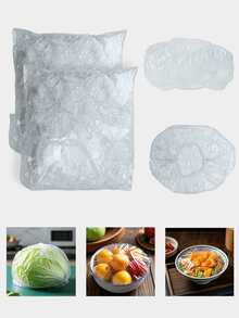 500pcs/100pcs/50pcs Fresh-Keeping Bag, Food Preservation Film Cover, Thickened Kitchen Preservation Film, Household Refrigerator Refrigerated Food Preservation Cover, Elastic Retractable Cover, Kitchen Refrigerator Fruit Food Protection Bag Dust Bag, Shower Cap, Plastic Elastic Bowl Cover Can Be Reused, Plastic Food Cover With Elastic Food Storage Cover, Leftover Bowl Cover, Family Outdoor Picnic,Paty Supplies, Holiday Supplies - Multicolor - View 4