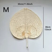 1 件 7.8/11.8 英寸手工编织藤条心形风扇，桃形装饰，轻薄，适用于室内外降温 - 杏色 - 查看 9