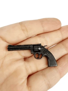 Modelo en miniatura de metal de casa de muñecas, accesorios en miniatura, juguetes de revólver negro y bronce, propiedades para juegos de guerra en miniatura, decoración de muñecas, pequeño regalo