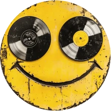 Room Decor 1pc, Smiling Face Vinyl Record Wall Art, 8x8inch (20x20cm) Metal Sign, UV & Scratch Resistant, Pre-Drilled For Easy-Hanging, Indoor/Outdoor Decor For Home, Cafe & Office