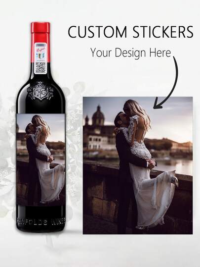 4-9pcs Customized Text/Photo/Logo Wine Labels, Valentine's Day Gift, Wedding Wine Labels For Newly Engaged Couples, Personalize Your Own Picture Or Logo, Birthday Wine Label, Customized Wine Bottle Labels, Suitable For Valentine's Day, New Year, Birthday, Wedding, Retirement, Anniversary
