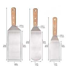 Set de espátulas de metal de acero inoxidable, giradora de hamburguesas, plancha y raspador para barbacoa y planchas planas - Plateado - Ver 2