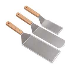 Set de espátulas de metal de acero inoxidable, giradora de hamburguesas, plancha y raspador para barbacoa y planchas planas - Plateado - Ver 4