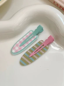 6个女士夏季多巴胺色水果发夹，颜色随机，无痕，可用于夹刘海、鬓角，为您的造型增添个性化元素，适合日常使用、化妆、摄影和通勤，设计时尚、优雅、简约。纯色发夹，塑料材质。无论是休闲日、派对、通勤、度假、夏季造型，还是其他场合，这款发夹都是您的理想之选。它适用于各种发饰、美发工具、卷发配饰、秋季、女士配饰、美发用品等。 - 彩色 - 查看 5