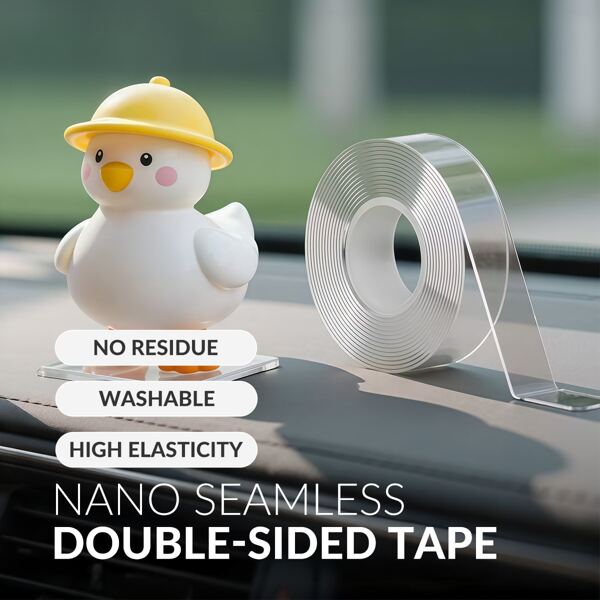 10m/Roll Thick Transparent Double-Sided Tape | Strong Adhesion, Leaves No Residue When Removed | For Cable Management, Shelves, Routers, Carpets And More Without Drilling