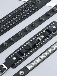 Yanxyad 1/4 części Punk Spiked Studded Bransoletki Punk Leather Rivets Bransoletka Mankiet Dla Mężczyzn, Bransoletka Ze Skóry PU Czarne Bransoletki Mankiet Wielowarstwowe Plecione Bransoletki Bransoletka Gothic Punk Dla Mężczyzn I Kobiet