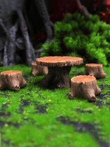5pcs Mini Table And Chair Set, Mini Resin Decoration Kit, Micro Landscape Decor DIY Handicraft, Succulent Home Decor, Garden & Outdoor Decoration