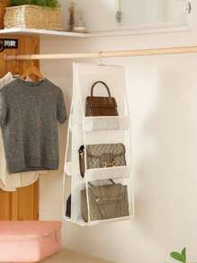 1pc, 8/6 Pockets Hanging Purse Handbag Organizer Clear Hanging Shelf Bag Collection Storage Holder Purse Bag Wardrobe Closet Space Saving Organizers Bedroom,Purse Organizer, Purse Organizer For Closet, Purse Storage, Durability Material, Handbag Organizer, Holds Bigger Bags