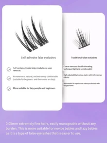 1 pièce de faux cils de tournesol à double pointe sans tige, faux cils de cluster unique de fée de dessin animé pour débutants, auto-adhésifs