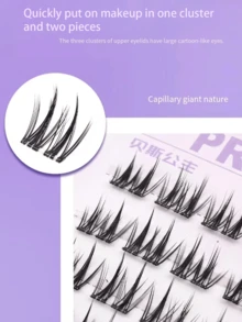 1 pièce de faux cils de tournesol à double pointe sans tige, faux cils de cluster unique de fée de dessin animé pour débutants, auto-adhésifs