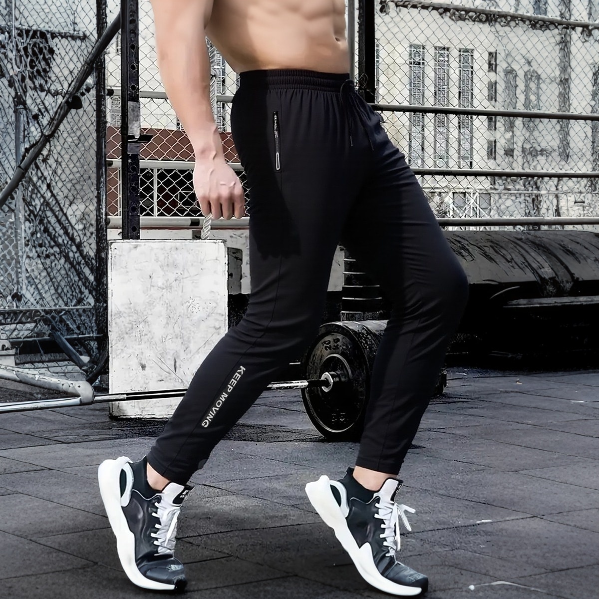 Pieza Pantalones deportivos de moda para hombres, con lados impresos únicos, bolsillos con cremallera prácticos y diseño elástico cómodo, adecuad