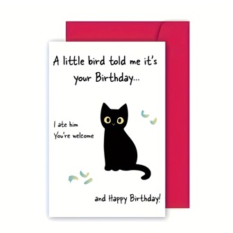 1pc Funny Cat Birthday Greeting Card Humorous Happy Birthday Card For Anyone - Perfect For Christmas, Valentine's Day, New Year's Gift Birthday Gift School Supplies,Back To School