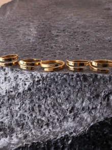 1 件 18K 不锈钢双层可调节戒指，刻有简约设计 - Trust God - 查看 3