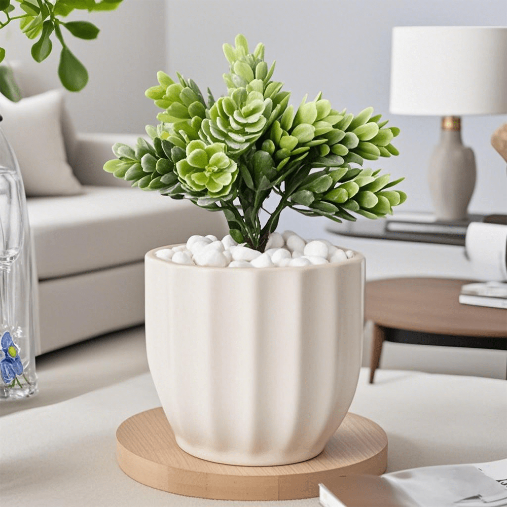 Ceramic Flower Pot, Cream Tone INS White Porcelain, Creative & Simple Design For Indoor Orchid & Other Plants. Suitable For Placing On Coffee Tables, TV Cabinets, Bedroom Windowsills, Dressing Tables, And Corners Of Home Office To Add Warmth And Artistic Atmosphere.