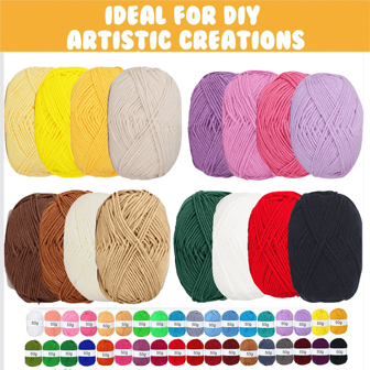  EDCUEBE7 4PCS(200g) Bag Crochet Yarn, 50g X 4 Colors Crochet Yarn, Crochet Animal Crochet Kit Yarn, Multicolor Soft Yarn Set, For Beginner/Professional, Holiday Gift