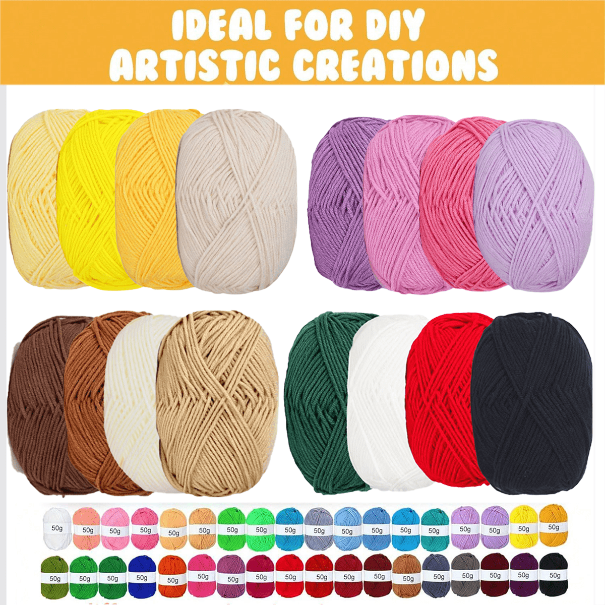 EDCUEBE7 EDCUEBE7 4PCS(200g) Bag Crochet Yarn, 50g X 4 Colors Crochet Yarn, Crochet Animal Crochet Kit Yarn, Multicolor Soft Yarn Set, For Beginner/Professional, Holiday Gift