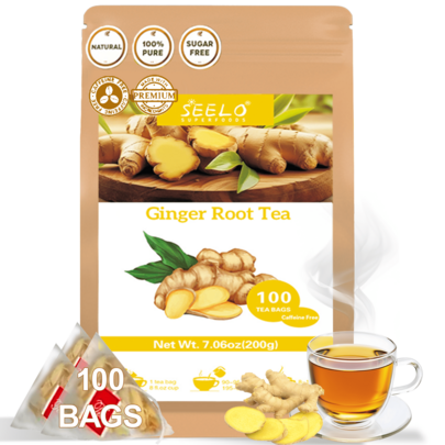 200g (100pcs) Natural Ginger Tea | Warm Dried Ginger Blend | Supports Immunity And Digestive Health | Perfect Relaxation And Wellness Choice | 100% Pure Herbal Tea | Caffeine-Free For Big Family Sharing