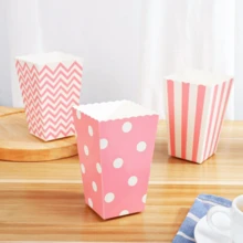 30/10 bolsas de papel para palomitas de maíz de color rosa, envases para aperitivos, dulces, bolsas de rayas para palomitas de maíz para noche de cine, fiesta de cumpleaños, Navidad - Caja de palomitas de maíz - Ver 5