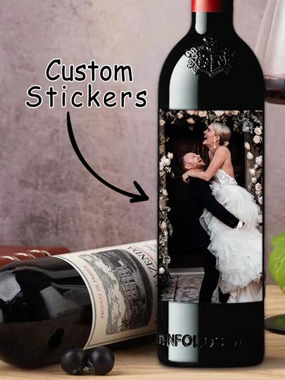 4-9pcs Customizable Waterproof Stickers, Suitable For Birthday, Wedding And Other Occasions, Also Applicable To Wine Bottles, Can Stick Personalized Pictures And Photos, Ideal For Birthday Gifts And Bottle Labels