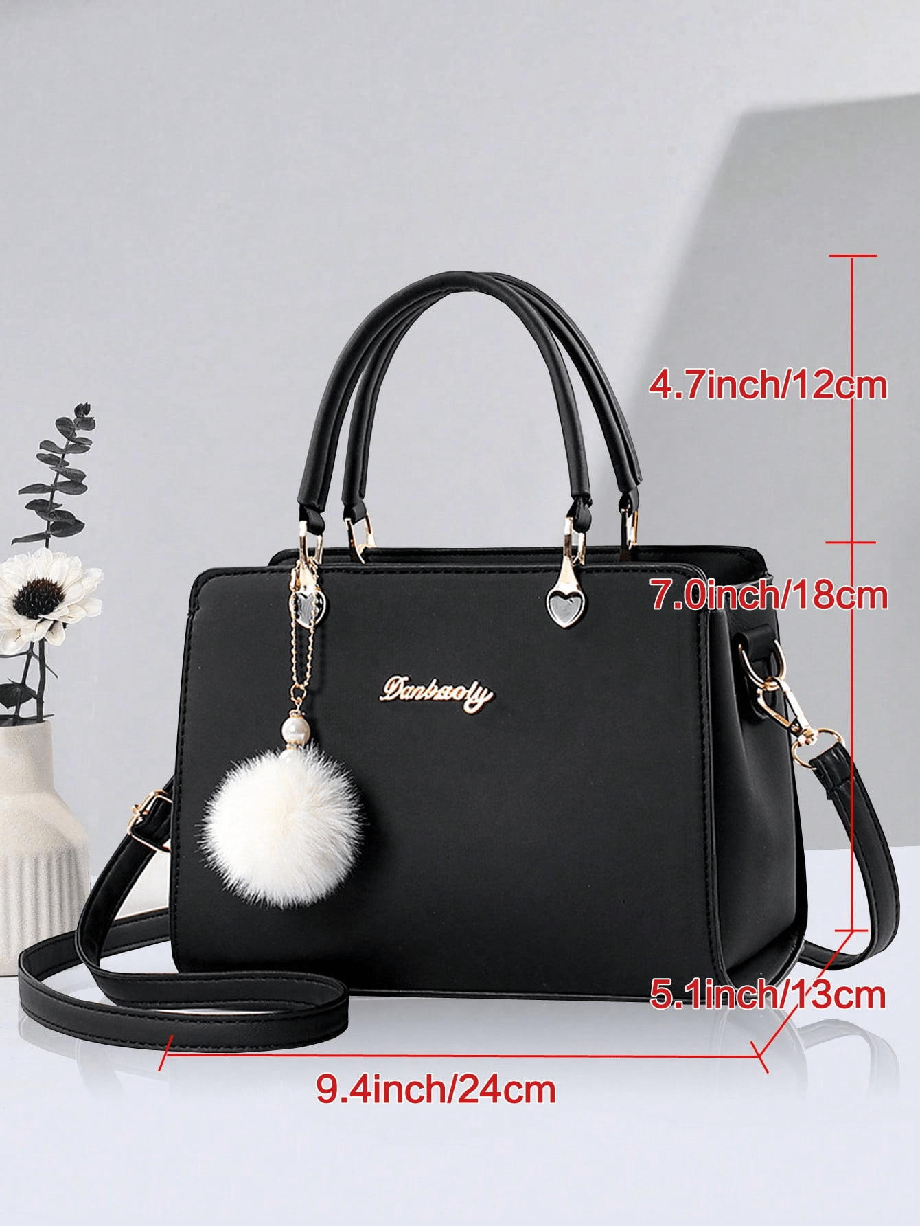 مجموعة محفظة وحقيبة يد بلون أحادي من الجلد الصناعي...