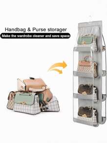 1pc, 8/6 Pockets Hanging Purse Handbag Organizer Clear Hanging Shelf Bag Collection Storage Holder Purse Bag Wardrobe Closet Space Saving Organizers Bedroom,Purse Organizer, Purse Organizer For Closet, Purse Storage, Durability Material, Handbag Organizer, Holds Bigger Bags