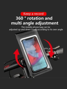 Bolso soporte para teléfono móvil impermeable y para exteriores para bicicleta/motocicleta, soporte para navegación de motocicleta/bicicleta eléctrica/entrega, reconocimiento facial de alta definición, sensible al tacto, rotación a cualquier ángulo, compañero de conducción deslumbrante