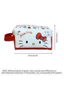 Sanrio 1 pezzo Borsa trucco di grande capacità di Hello Kitty - Organizer da viaggio portatile, ipoallergenico in nylon, con disegno cartoonesco vibrante, ideale per cosmetici e articoli di cartoleria, perfetto regalo di compleanno