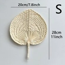1 件 7.8/11.8 英寸手工编织藤条心形风扇，桃形装饰，轻薄，适用于室内外降温 - 杏色 - 查看 10