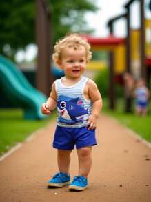 Set de 2 piezas para bebé/niño pequeño: chaleco sin mangas con estampado de tiburón y rayas + pantalones cortos casuales de verano