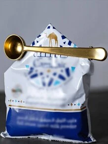 2-in-1 Edelstahl Kaffeelöffel & Klemmen Set, goldene Küchenaccesoires, Cafe Espresso Dekoration Schulanfang
