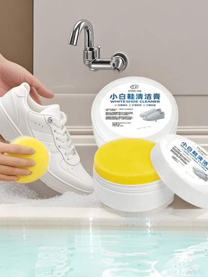 1 Bottle Multi-Functional White Shoe Cleaner, Whitening, Stain & Yellowing Removal, Waterless Cleaning, Suitable For Leather And Sneakers