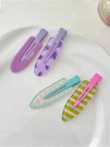 6个女士夏季多巴胺色水果发夹，颜色随机，无痕，可用于夹刘海、鬓角，为您的造型增添个性化元素，适合日常使用、化妆、摄影和通勤，设计时尚、优雅、简约。纯色发夹，塑料材质。无论是休闲日、派对、通勤、度假、夏季造型，还是其他场合，这款发夹都是您的理想之选。它适用于各种发饰、美发工具、卷发配饰、秋季、女士配饰、美发用品等。 - 彩色 - 查看 7