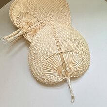 1 件 7.8/11.8 英寸手工编织藤条心形风扇，桃形装饰，轻薄，适用于室内外降温 - 杏色 - 查看 5