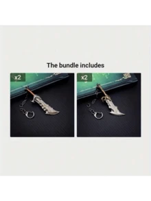 2025战神5武器周边6cm奎耶托斯利维坦斧混沌之刃迷你武器金属模型吊坠-生日礼物-礼物 - 彩色 - 查看 4