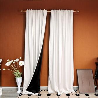 1pc Luxury Blackout Curtains - 99% Light Blocking, Double-Sided Velvet With UV Protection For Bedroom & Living Room Decor