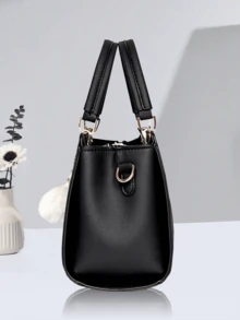 2 件/1 件女士纯色手提包和钱包套装，带 PU 皮革和毛球饰物，拉链开合，母亲节/情人节礼物，优雅女士手提包、单肩包、斜挎包、大容量手提包 - 彩色 - 查看 2